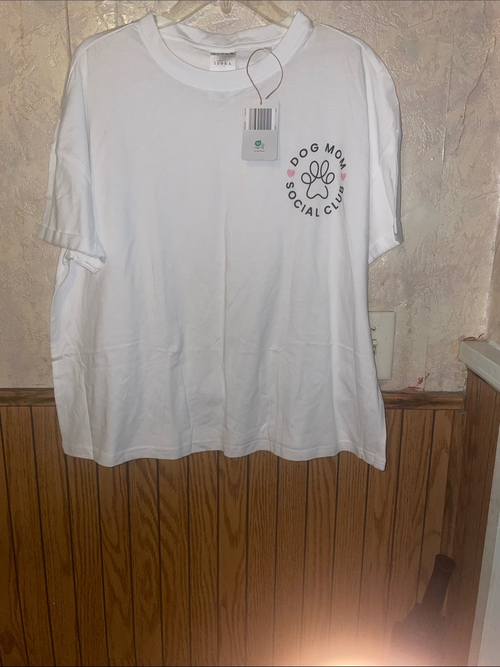 White, pink & black Serra graphic tee (XL)(nwt)